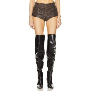 Retrofete Aven Leather Shorts in Vintage Brown Small New Womens